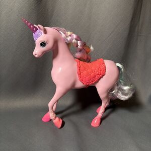 Mattel 2015 Barbie Dreamtopia Fairy Tail Toy Pink Unicorn Horse Rainbow Hair